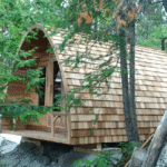 Large Outdoor Sauna with Shingle Roof